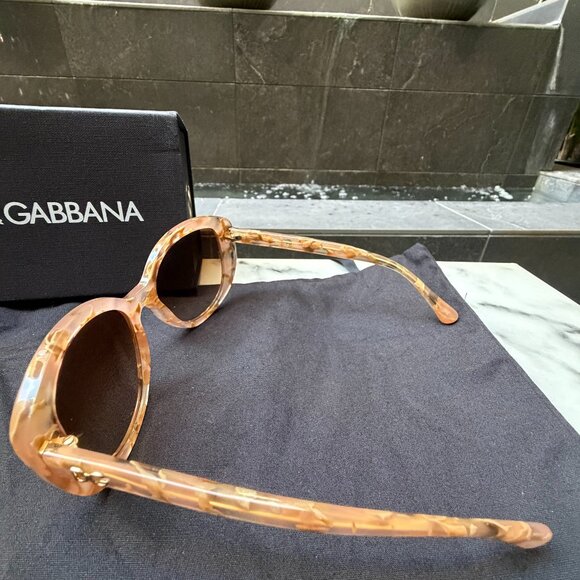 Dolce & Gabbana Sunglasses Pearl Havana Cream Acetate Brown Lenses Full Set NWOT - Picture 8 of 9